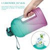 KEVENZ Water Bottle with Time Marker, 1 Gallon Water Bottle with Straw, Leakproof Water Jug, BPA Free, Green Purple
