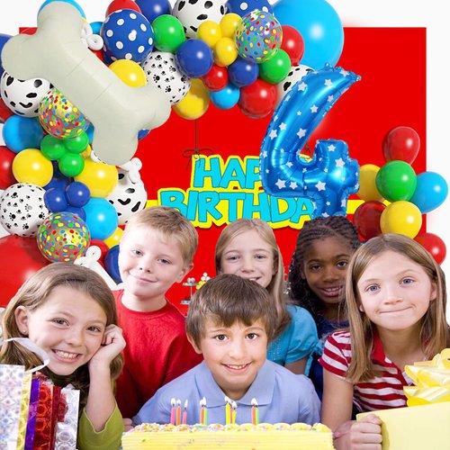 4th Birthday Decorative Balloon Garland,155Pcs Paw Birthday Party Supplies, Dog Paw Balloons Garland Kit for Boys Girls Baby Shower Paw Theme Birthday Party Decorations