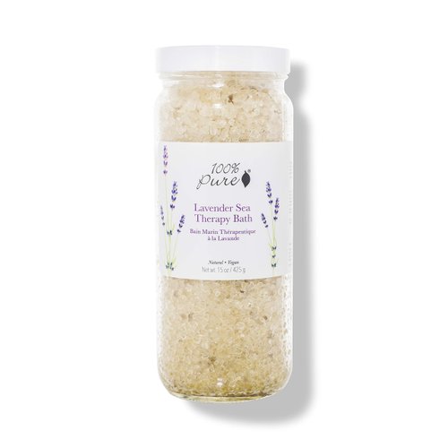 100% PURE Lavender Sea Therapy Bath Soak, Bath Salts for Relaxation, Made with Lavender Essential Oil, Spa Kit for Home, Bath Soak with Essential Oils - 15 Oz