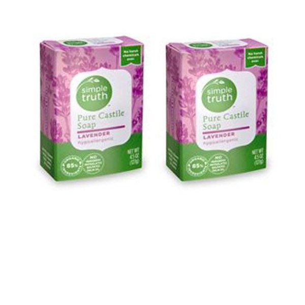 Simple Truth Pure Castile Lavendar Bar Soap 4.5 oz ( 2 pack)