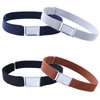 Kajeer 4PCS Kids Boys Adjustable Magnetic Belt - Big Elastic Stretch Belt with Easy Magnetic Buckle (Navy Blue/Grey/Black/Brown)