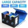 SANZIE Card Deck Box for MTG Commander Deck Box with 2 Toploaders 35PT fits 260+ Single Sleeved Trading Cards TCG Deck Box for Magic Game Cards (Black&Blue)