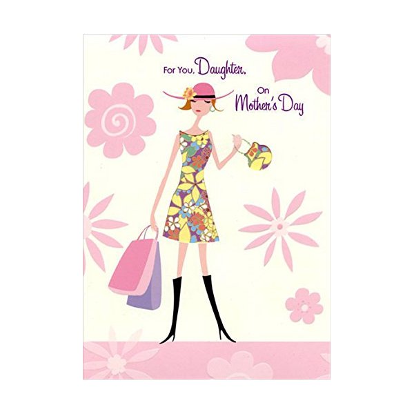 Designer Greetings Woman in Floral Print Dress: Daughter Mother's Day Card