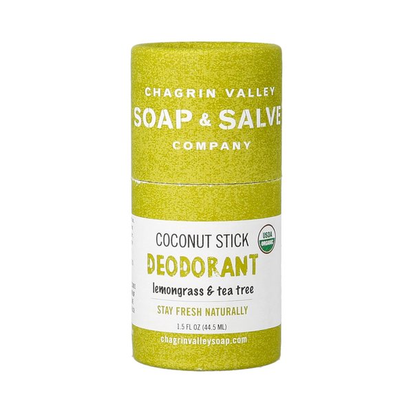 Organic Natural Deodorant Stick, Chagrin Valley Soap & Salve (Lemongrass & Tea Tree)