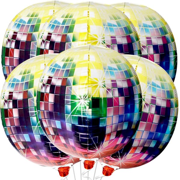 KatchOn Jumbo Disco Ball Balloons - 22 Inch, Pack of 6 | Disco Balloons for 90's Party Decorations, 80 s Party Decorations | 70's Decorations, Disco Party Decorations | 80 s Theme Party Decorations