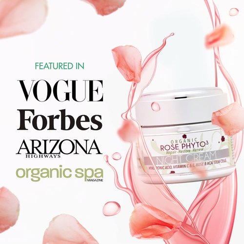 Peak Scents Organic Rose Phyto³ Night Cream with Hyaluronic Acid - Anti-Aging Face Moisturizer for Women - Wrinkle Cream with Rose Water, Vitamin C & E, and Acaí Stem Cells (2 fl. Oz)