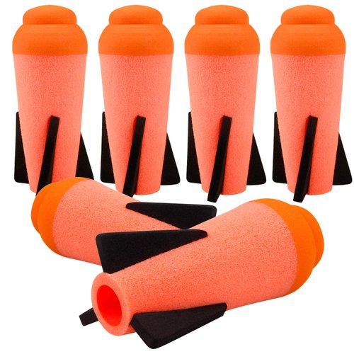 Ruibytree 6 Packs Mega Missile Refill for Nerf N-Strike Elite Series, Compatible Darts Mega Missile Refill Bullets Foam Rockets for Nerf Party (Orange)