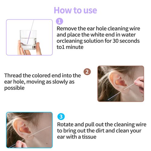 TIESOME Ear Hole Ear Care Kit, 180Pcs Disposable Earrings Hole Cleaner Earring Piercing Cleaning Line Care Cleaning Tool Odor Removal for Girls Women Men (Purple+Royal Blue+Brown)