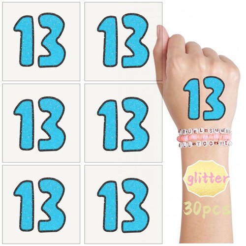 Tuoshei 30 Pcs Glitter Concert Merch,13 Temporary Tattoo,13 Tattoo, Hand tattoo, Star Temporary Tattoos, Concert Accessories for Singer Gifts