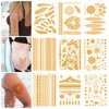 9 Sheets Gold Temporary Tattoos, 110+ Styles Metallic Tattoos Temporary Flash Face Tattoos Star Butterfly Waterproof Festival Tattoos Stickers for Women Girls Eyes Face Body Art Makeup