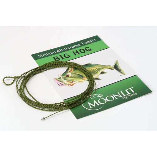 BIG HOG (4-6wt) medium all-purpose fly leader - Dries/Streamer/Nymph (Quality Moonlit Furled Leader made in The USA)