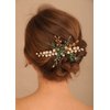 Denifery Emerald Hair Comb Emerald Headpiece Gold Emerald Hair Piece Green Hair Comb Emerald Hair Accessories for Women and Girls (Style 4)