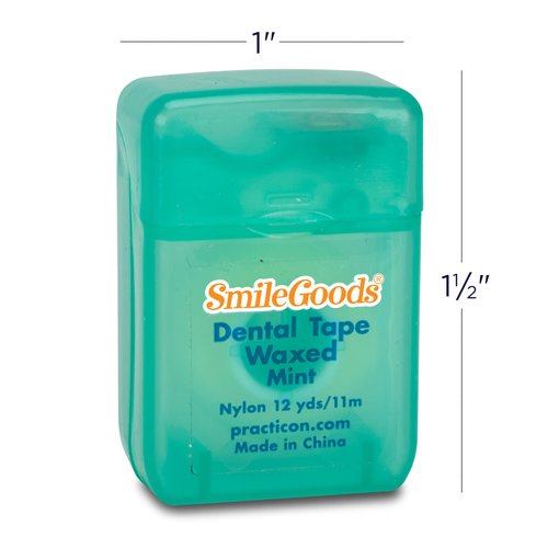 SmileGoods Waxed Dental Tape, 12 yds, Mint Flavored, Bulk Pack of 72