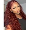 ISEE Reddish Brown Lace Front Wigs Human Hair Pre Plucked 6x4 HD Water Wave Human Hair Wear Go Wig Colored 10A Reddish Brown Frontal Wig 180% Density Glueless Wigs Human Hair Wig 20 Inch