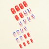 ROFIBUT 4th of July Press on Nails Short Square Fake Nails Full Cover False Nails with Red Blue White Strips Designs Glossy Independence Day Blue French Tip Glue on Nails for Women Girls 24Pcs