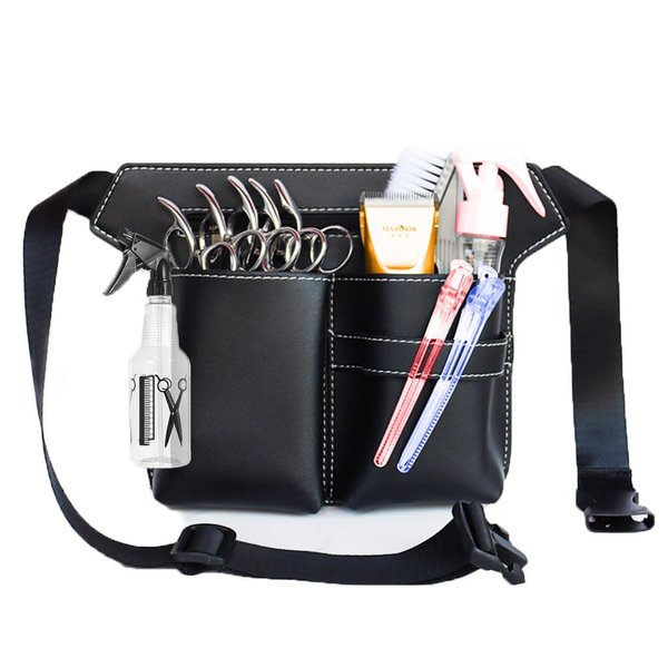 AUBWIG Hairdresser Scissor Bag,Salon Professional Barber PU Leather Waist Pouch Holder Case Make up Kit Barber Tool Pouch Hair Stylist Tool Storage Holster with Waist Belt Barber Bag