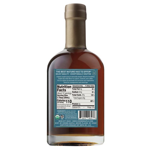 Crown Maple Madagascar Vanilla Infused Organic Maple Syrup, 12.7 Fl Oz, Real Vanilla Bean, Pancakes, Baking, Cocktails & Brunch