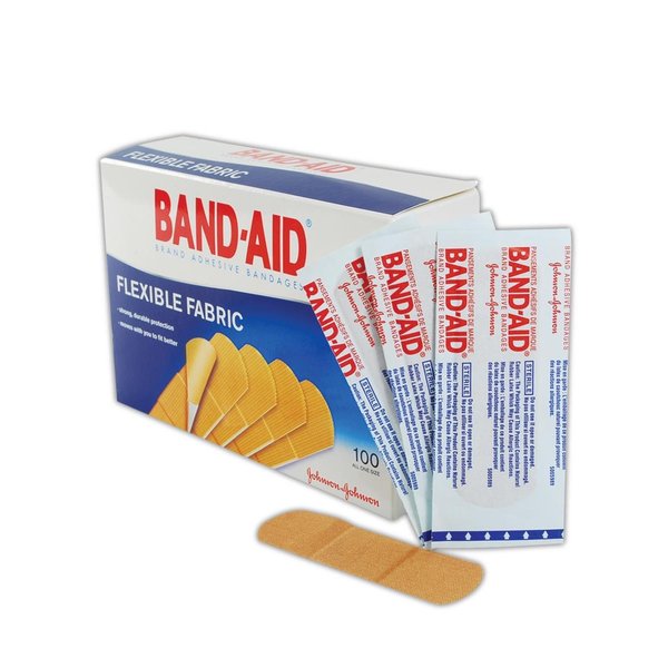 Johnson & Johnson JJ4444 Band-Aid Woven Adhesive Bandages, 1" x 3", Tan (Box of 100)