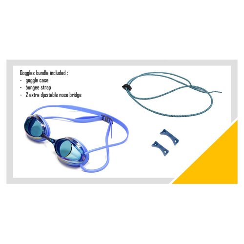 Adoretex Sports UV Protection Swim Goggles Bundle Set (G7400RM) - Blue Mirrored
