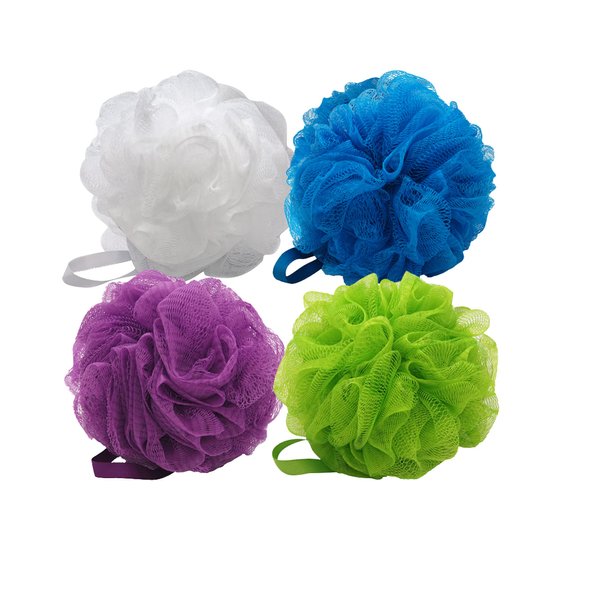 Aquasentials Mesh Pouf Bath Sponge (4 Pack) (Multi-Color)