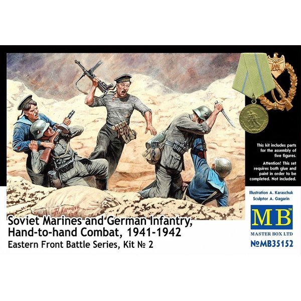 Master Box Hand to Hand Combat Soviet Marines and German Infantry Eastern Front 1941-42 (5) Figure Model Building Kits (1:35 Scale)