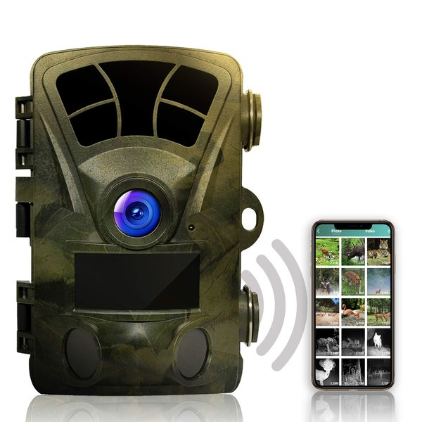 REXING Woodlens H2-4K Wi-Fi Trail Camera, 20MP CMOS Motion Sensor with Ultra Night Vision Distance, 512GB, AV Output 12 Month Standby Surveillance Cam for Hunting Games and Wildlife Monitoring (H2)
