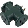 Philips 3-Outlet Extender, T-Shaped Adapter Spaced, Grounded Wall Tap, 3-Prong, Multiple Plug, Power Splitter, Cruise Essentials, Use for Home Office School Dorm Garage, Green, SPS1630G/37