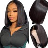 MIMORE Frontal Bob Wig 4x4 Bob Closure Wigs Human Hair 150% Density Short Straight Bob Wig Human Hair Glueless Wigs Human Hair Pre Plucked Hairline with Baby Hair 14” Human Hair Wigs for Black Women