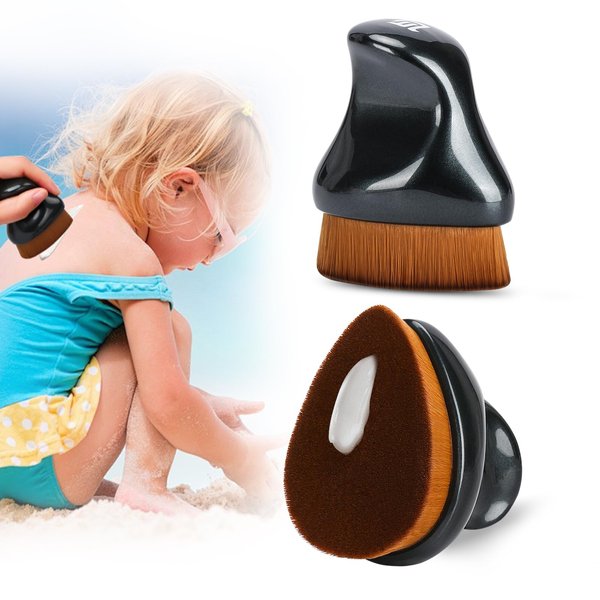 Sunscreen Applicator for Kids,Sunscreen Brush Sunblock Applicator with Protective Case for Kids,Baby,Adult,Beach Essentials for Sunscreen, Suncream and Sun Lotions（Glossy Black）