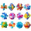 RoseFlower 12pcs Brain Teaser Puzzles, IQ Challenge Puzzle Games, Logic Smart Mind Puzzle Box Lock Toy Removing Assembling 3D Puzzle Gift Set for Adults Teenagers Kids, 2.7inch 7cm