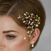 Kercisbeauty Handmade Wedding Hair Pins for Bride Crystal Pearl Hair Accessory Bridal Hair Dress Bobby Pins 3PCS (Gold)