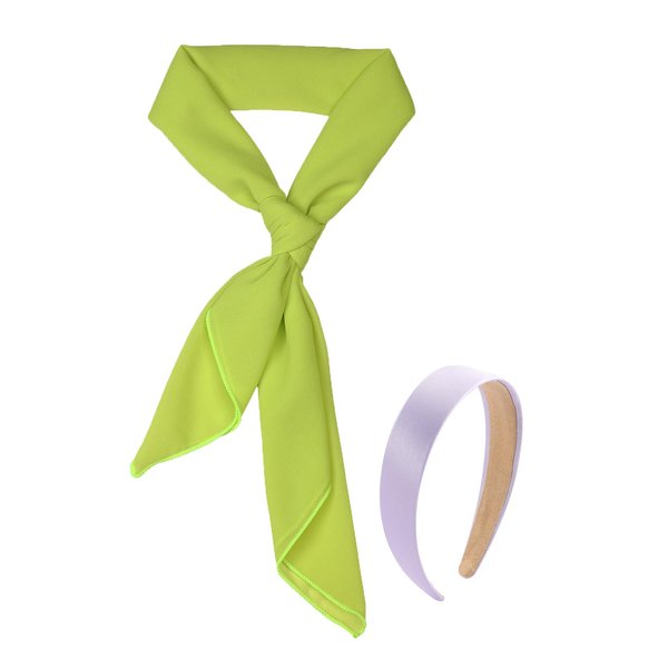 Rajputana Purple Headband and Green Scarf 23.5"x23.5" Solid Square Halloween Costume Accessories Women Girls