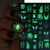 Halloween Nail Stickers Glow in The Dark Ghosts Nail Decals 6PCS Self-Adhesive Halloween Nail Art Stickers Cute Ghosts Spiderweb Nail Art Design Nail Decor Supplies for Women Girls Nail Decorations
