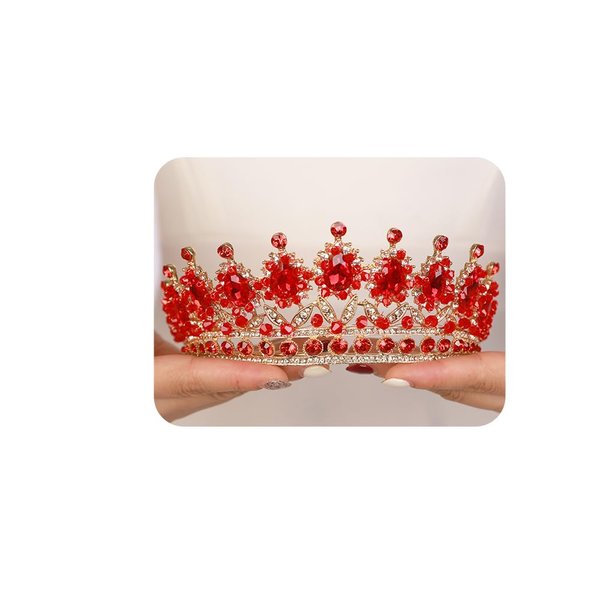 JWICOS Crystal Tiaras for Women Princess Crown Wedding Tiaras and Crowns for Women Tiaras for Girls Birthday Party Bride Tiara for Prom Halloween Costume (Red)