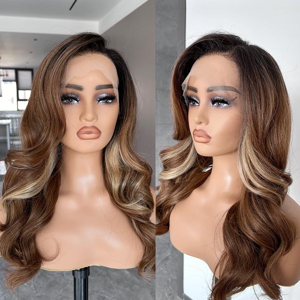BLL Blonde Lace Front Wig, 13x6 Synthetic Lace Front Wigs Wear and Go Blonde Glueless Wig Natural Pre Plucked Illusion Hairline Lace Front Wigs For Black Women