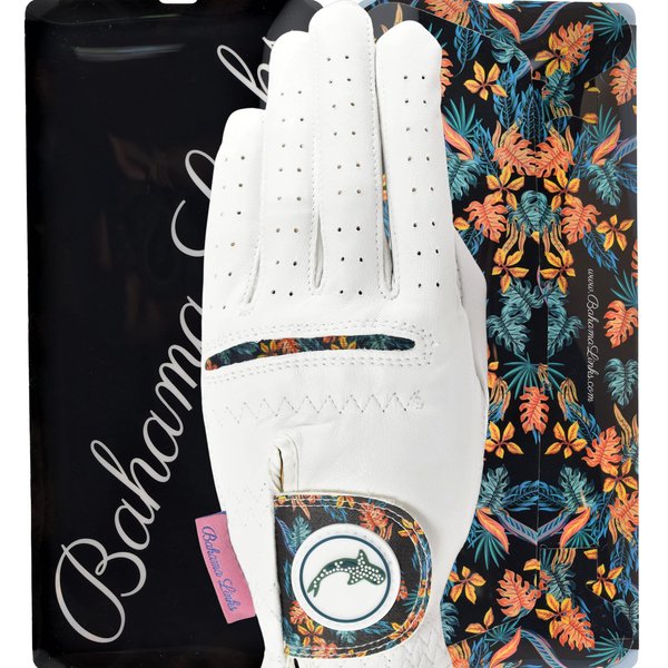 Bahama Links Golf Glove | Tropic White | Golf Gloves Women Left Hand | Premium Cabretta Leather | Extremely Durable | Best Golf Glove | Super Soft | Great Feel (Medium, Left)