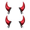 ANIUHL 2 Pairs Red Devil Horns Barrettes Demon Alligator Clips Glitter Hair Clip Halloween Dress Cosplay Costume Accessories