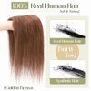 Benehair Hair Toppers for Women Real Human Hair 100% Remy Human Hair Pieces for Women with Thinning Hair Clip In 8 * 10cm Topper 10 Inch 30g Clip in Hair Extensions Golden Brown
