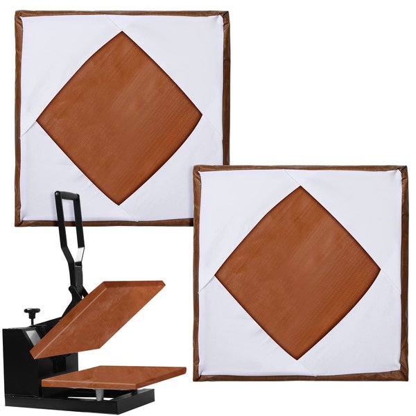 Zhengmy 2 Pcs Heat Press Cover Protector 15x15 Inch Non Stick High Temperature Reusable Heat Press Platen Wrap Cover for Protecting Sublimation Machine Projects Brown and White