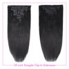 Human Hair Straight Clip In Hair Extensions for Black Women 18 Inches Clip In 10A Grade Unprocessed Full Head Soft Silky Real Human Hair Natural Color Clip Ins 135g/set