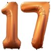 Orange 17 Number Balloons, 40 Inch Giant Number Balloons Foil Mylar Helium Orange Number 17 Balloons for 17th Birthday Party Supplies Anniversary Event Celebration Decorations