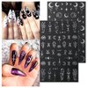 8 Sheets Metallic Nail Art Stickers Decals Silver Moon Star Sun Nail Stickers Eye Snake Nail Decals 3D Self-Adhesive Luxury Nail Art Design Stickers for Women Girls DIY Manicure Decoration Accessories