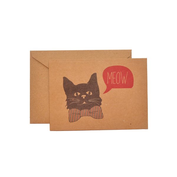 Striped Bowtie Cat Stationery Note Card Set
