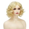 Sabosi Short Blonde Curly Wig Gold Curly Shoulder Length Natural Looking Synthetic Heat Resistant Fiber Wig for Daily Use With Wig Cap