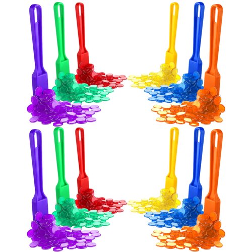 606 Pcs Magnetic Bingo Wands with Bingo Chips Rainbow Magnetic Wands and Chip Set for Kids Learning, Science, Counting, Sorting, Home, Classroom, School, Game Educational Activities, 6 Colors