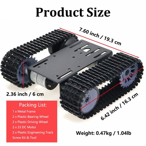 Professional DIY Tracked Robot Chassis Smart Tank Car Platform Kit with 2pcs High Torque DC Motors, Caterpillar Robotic Crawler Sciences Eduactional Model for Arduino Raspberry Pi STEAM