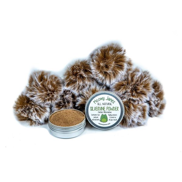 Meowy Janes 10 Pack Furry Ball | Faux Fur Cat Toys with Silvervine Powder Dry Rub