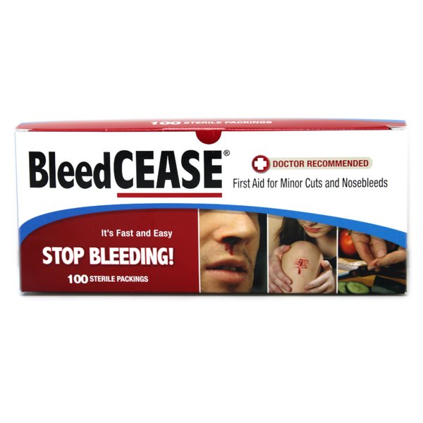 BleedCEASE First Aid, White, 100 Count