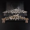 JWICOS Wedding Crystal Hair Comb Bridal Hair Comb Hair Clip Vine Headpiece Wedding Hair Accessories for Brides (Gold)