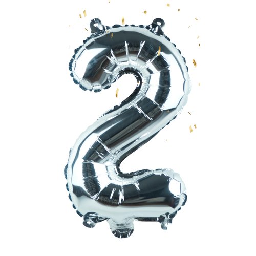 Silver Number “2”Balloons 16 Inch, Mylar Foil Custom Single Letter, Hanging, Reusable for girls boys adults Birthday,Surprise,Wedding, Celebration, Sports Party Event Decoration Supplies